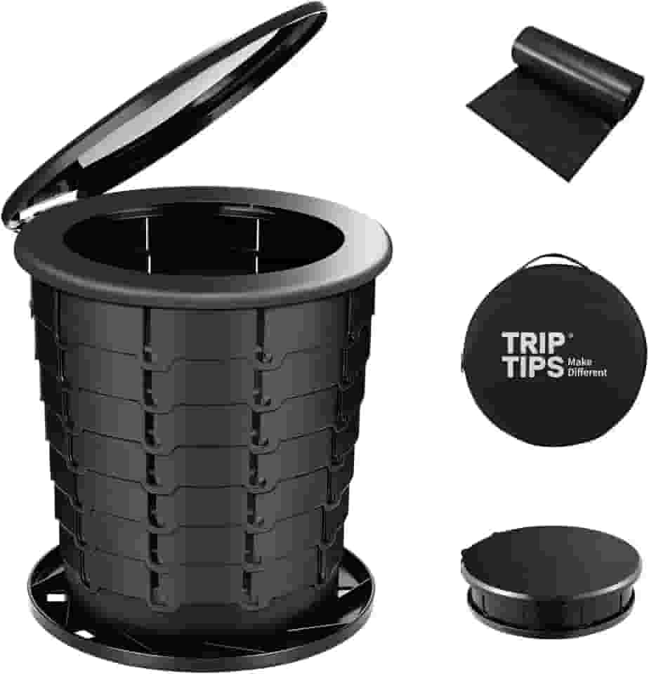TRIPTIPS Vaso sanitário portátil retrátil para viagem, vaso sanitário de acampamento de altura ajustável para adultos e crianças, vaso sanitário portátil dobrável para acampamento/carro
