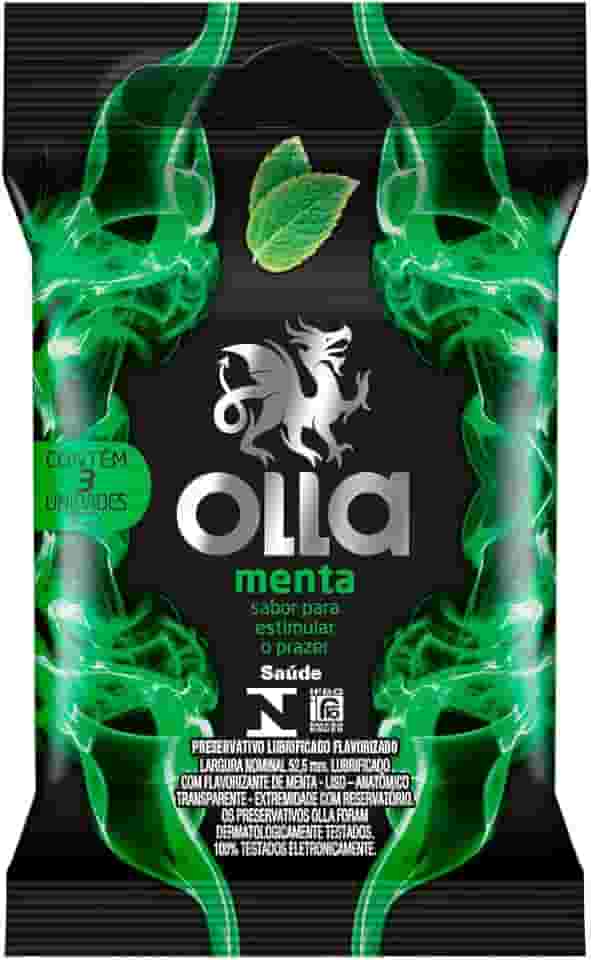 Olla Preservativo Camisinha Sabor Menta - 3 Unidades 3Un Pacote De 3