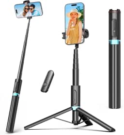 Tobeape Tripé All-in-One para Celular com Controle Remoto, Suporte Extensível até 1,45m (57”), Bastão de Selfie, Pé de Selfie Portátil para iPhone e Android, Ideal para Viagens, Fotos e Vídeos - Preto
