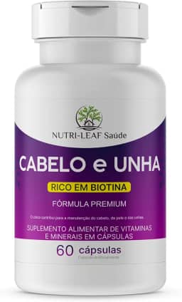 Cabelo e Unha – Com Biotina, Zinco, Colágeno e Nutrientes – Crescimento Capilar, Volume, Queda, Brilho e Pele Saudável – Fórmula Premium de Alta Absorção – NUTRI-LEAF Saúde