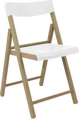 FSC Cadeira Dobrável Tramontina Potenza em Madeira Tauari com Acabamento Lixado com Assento e Encosto Branco.