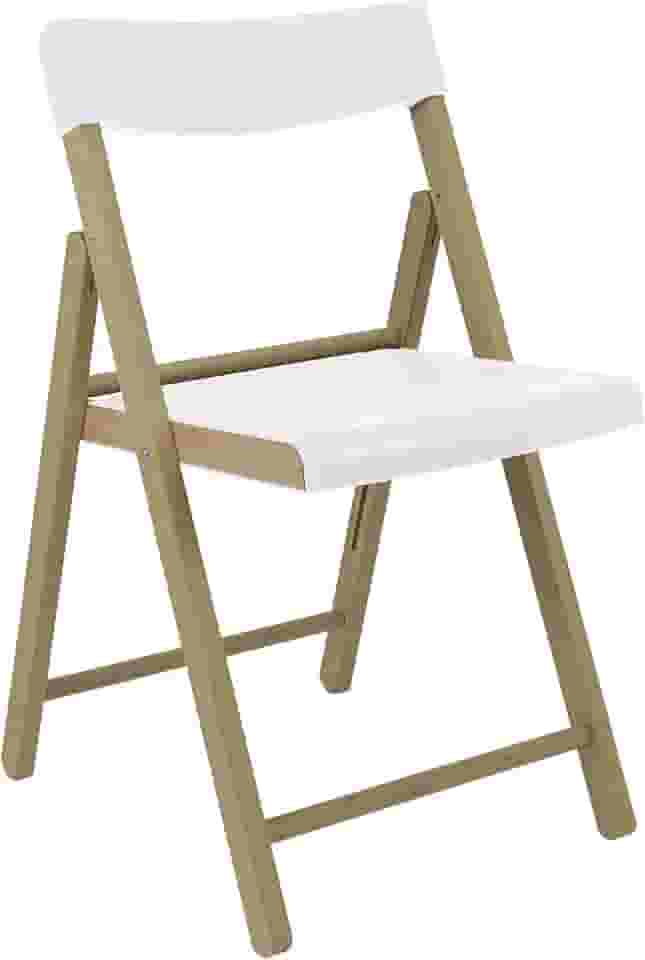 FSC Cadeira Dobrável Tramontina Potenza em Madeira Tauari com Acabamento Lixado com Assento e Encosto Branco.