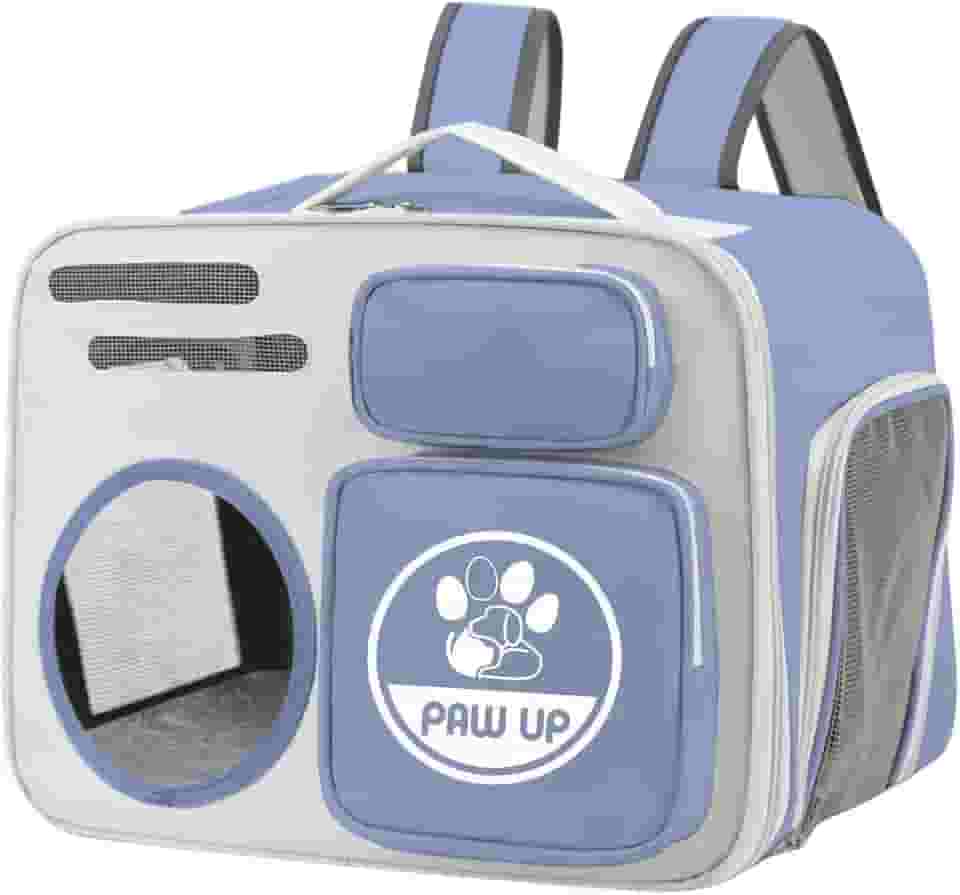 Bolsa Transporte Pet para Gatos 40x30x26 cm,Mochila em Tecido Oxford Respirável e Resistente, Espaçosa, com Ventilação, Alças Ergonômicas e Bolso Externo, Ideal para Viagens e Passeios (Azul)