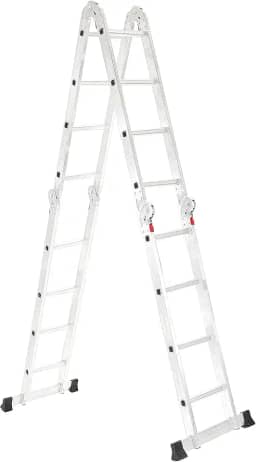 Escada Articulada de Alumínio Multifuncional 16 Degraus e Altura de 4,32 Metros