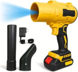 Soprador de Folhas Recarregável 48V com Motor Brushless 2200W, 3.8m²/min de Vazão de Ar, Peso Leve 865g, Design Ergonômico e 2 Ponteiras – Ideal para Calçadas, Quintais e Garagens