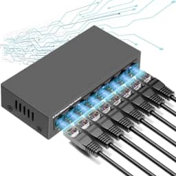 Switch Ethernet Gigabit de 8 Portas, Switch Gigabit, Divisor de Ethernet Desktop, Hub de Derivação de Rede Ethernet, 8 * Portas LAN Gigabit 1000Mbps, Interruptor de Rede Ethernet Silencioso Preto