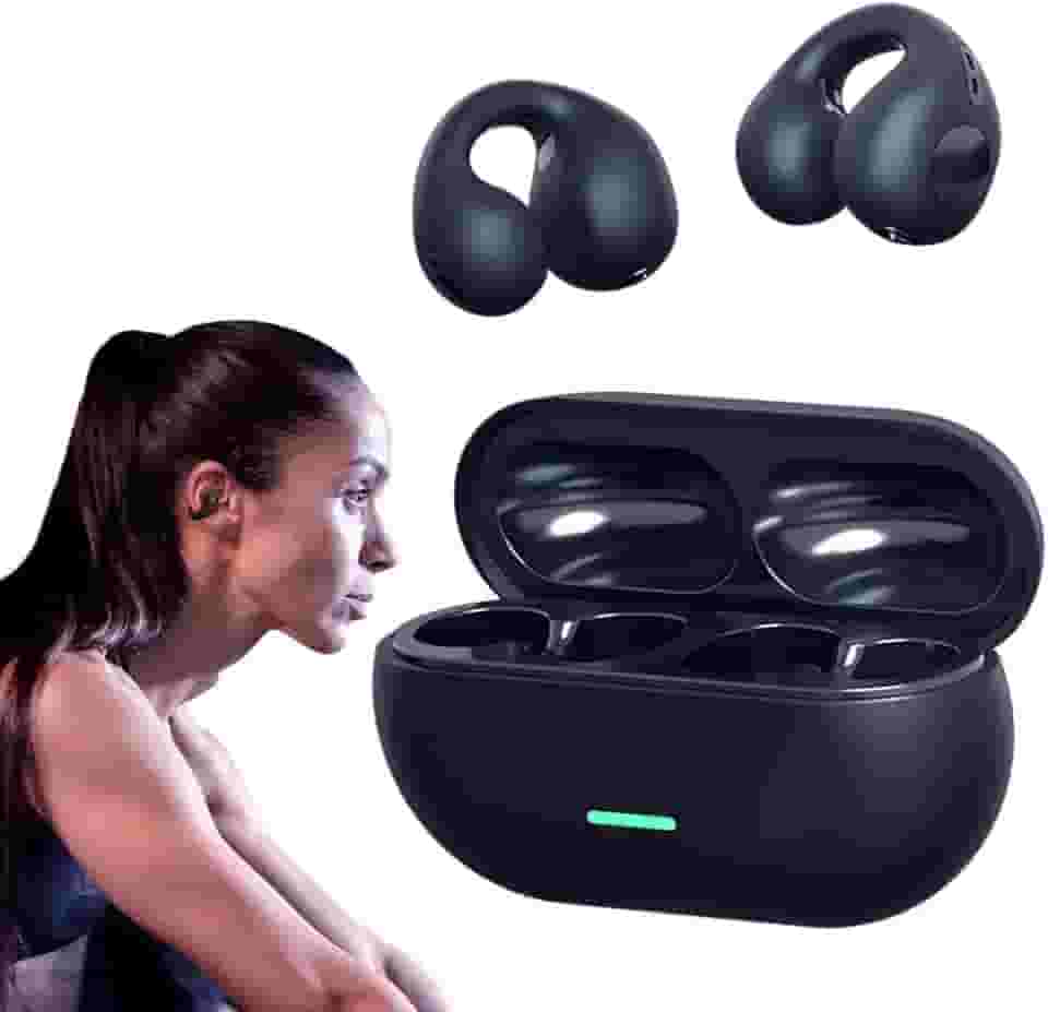 Fones de ouvido com clipe de orelha,Fones de ouvido sem fio de condução óssea - Fones de ouvido de treino à prova de suor à prova d'água, fone de ouvido de condução para exercícios de condução Canian
