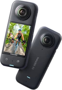 Câmera de Ação Insta360 X3, Impermeável, Sensores de 48 MP de 1/2 polegada, Vídeo HDR ativo 5,7K 360º, Foto de 72 MP, Lente Única 4K, Modo Me de 60 FPS, Estabilização, Streaming ao Vivo