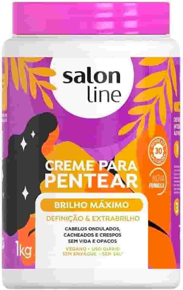 Salon Line, Creme de Pentear, Brilho Máximo, Definição e Extrabrilho, Repara as Fibras - Cabelos Ondulados, Cacheados e Crespos, 1 Kg