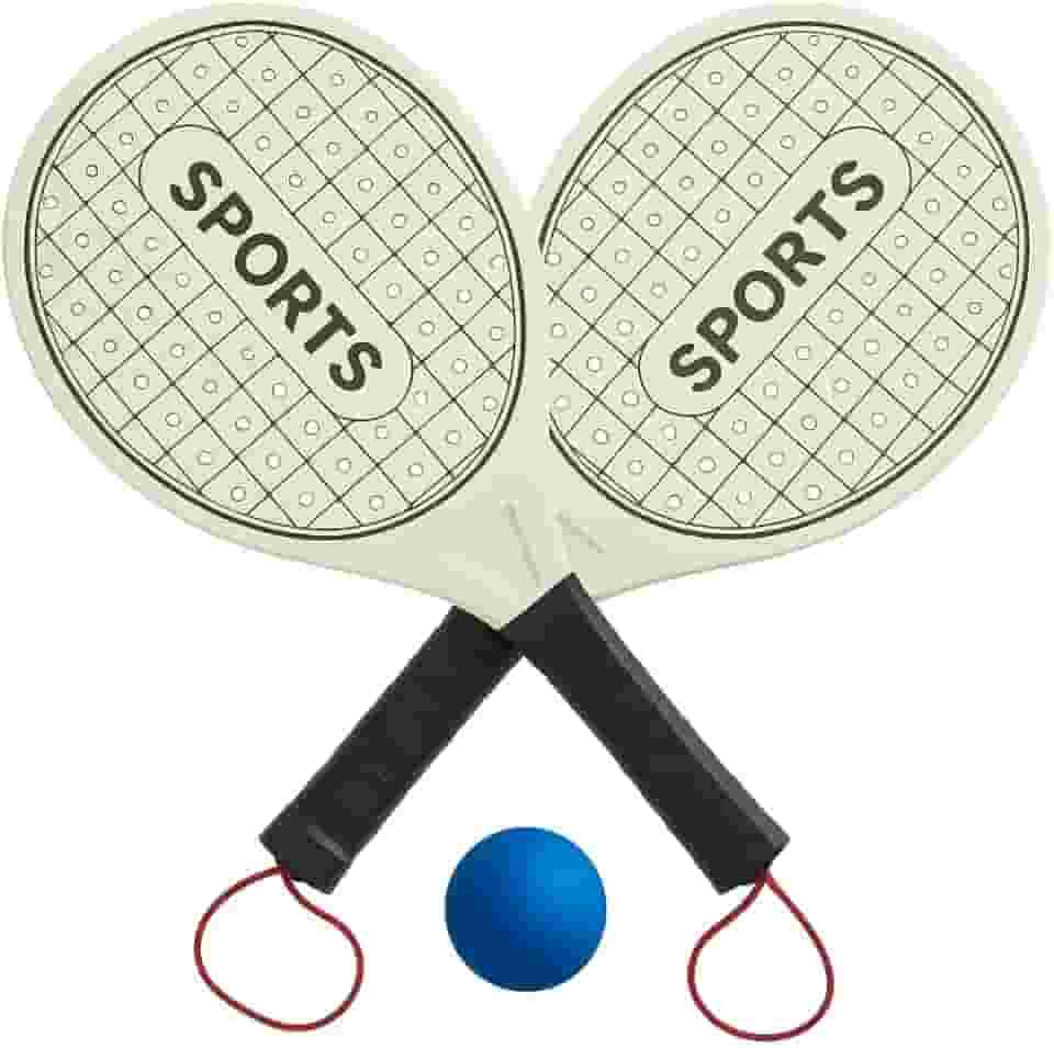 Kit Frescobol 2 Raquetes de Madeira + Bolinha Jogo de Praia Beach Tennis Lazer Esporte Verão