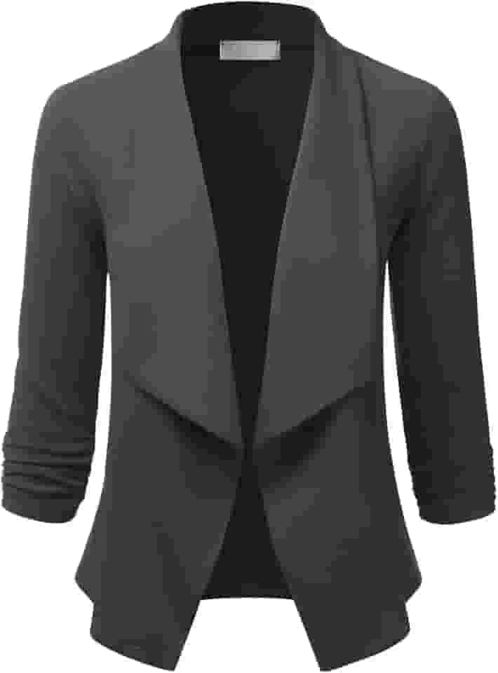 Blazer feminino de manga 3/4 aberto na frente para trabalho cardigã (P-3GG)
