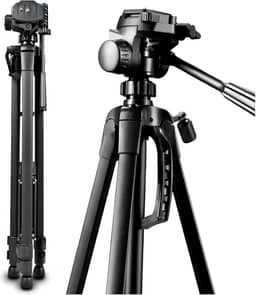 Tripé Profissional Universal 1,80 Metros Preto 360° para Câmeras Fotográficas com Suporte de Celular e Bolsa