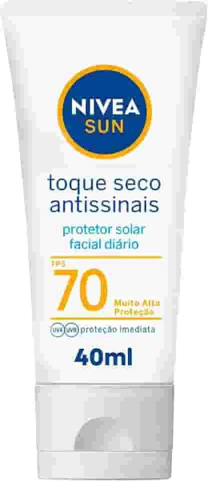 NIVEA SUN Protetor Solar Facial Toque Seco Antissinais FPS 70 40ml - Com muito alta proteção contra raios UVA/UVB, controla o brilho e previne o envelhecimento precoce