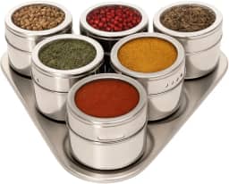 Porta Condimento Tempero Inox Magnético Imã 6 Potes Triângulo Organizadores Temperos Cozinha Suporte Geladeira Vedação