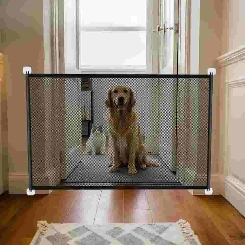 Tela Protetora de Segurança para Bebês e Pets – Grade Portátil para Portas e Escadas, Reutilizável, em Nylon Resistente 182x76cm