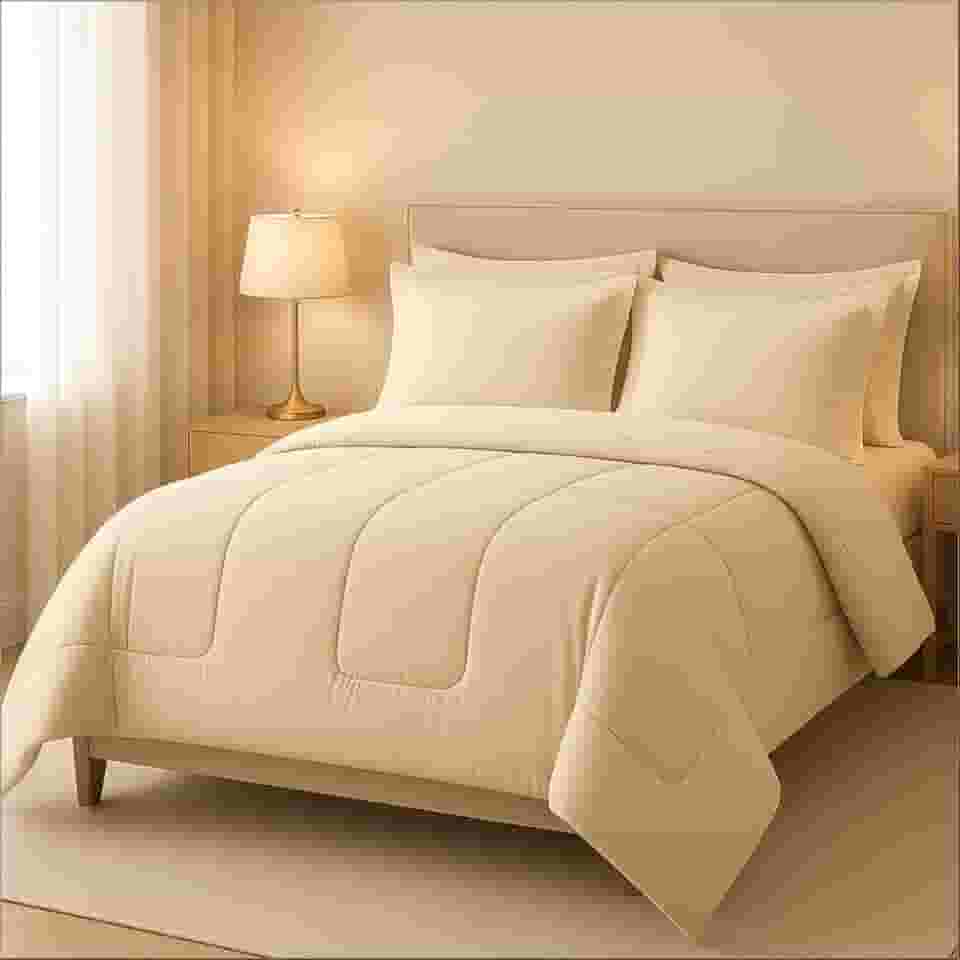 Edredom 06 Peças Queen Dupla Face Aconchego Casa Dona (Bege)