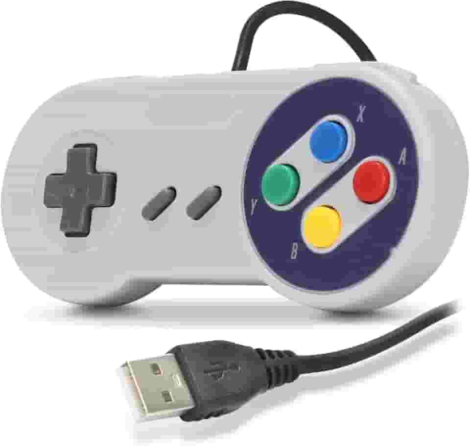 Controle Usb Super Nintendo Snes Para Computador Pc Mac Emulador - Botões Roxo