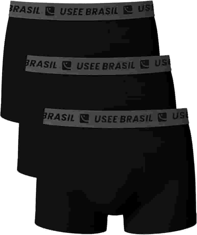 Kit com 3 Cuecas Boxer Algodão Masculina Usee Brasil Premium