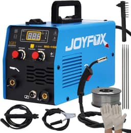 JOYFOX Máquina de Solda MIG-150D 220V, 3 em 1 (MIG/MMA/TIG), Tecnologia IGBT, Soldagem Rápida e Digital, Para Aço Carbono e Inox(Azul)