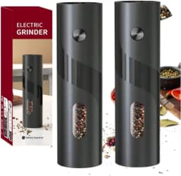 Kit 2 Moedor Elétrico de Sal e Pimenta Profissional Conjunto Moedor de Pimenta do Reino e Sal Grosso Tempero Automático Pacote com 2 Com Recipiente de 70 ml a Pilha Premium