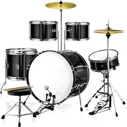 Bateria Acústica 2T Cromada Preto com Banco