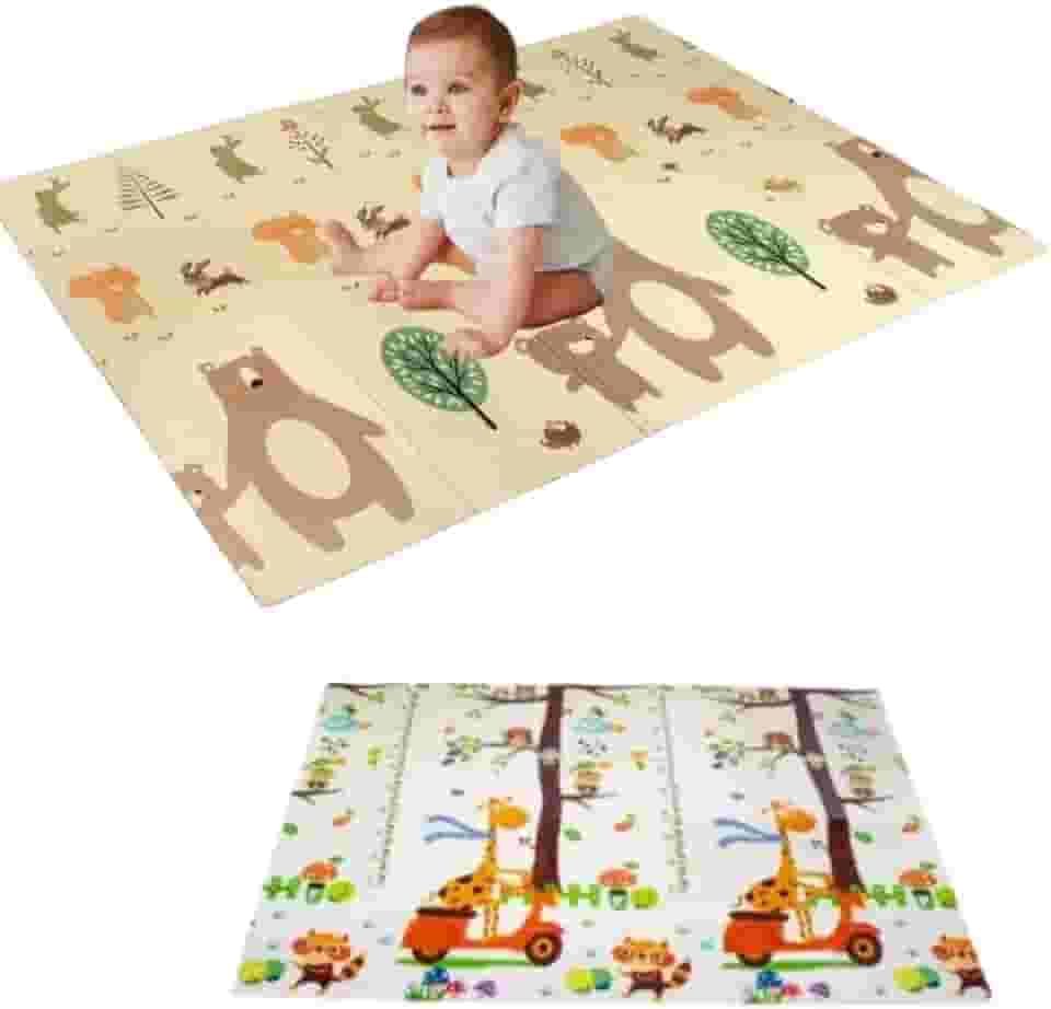 Tapete Infantil Tatame Emborrachado Dupla Face - Super Macio, Térmico e Dobrável 2,00 x 1,50 mts x 1 cm Espessura (Grosso) (URSO 1CM ESPESSURA)