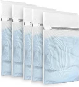 Kit 5 Sacos De Lavar Roupas Delicadas Saquinhos 30x40cm Lingerie Lavanderia Lavagem