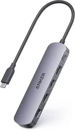 Anker Hub USB-C(5 em 1), HDMI 4K@30Hz com Entrega de Energia Máxima de 100W, Portas de Dados USB-C e USB-A, Compacto e Estiloso para MacBook, Dell XPS e mais (Carregador Não Incluído)