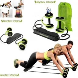 Kit musculação fitness completo academia em casa revoflex elastico roda abdominal extensor para braços e pernas emagracedor