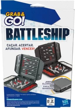 Hasbro Gaming Grab and Go Battleship – jogo infantil portátil, para 2 jogadores, para crianças acima de 7 anos