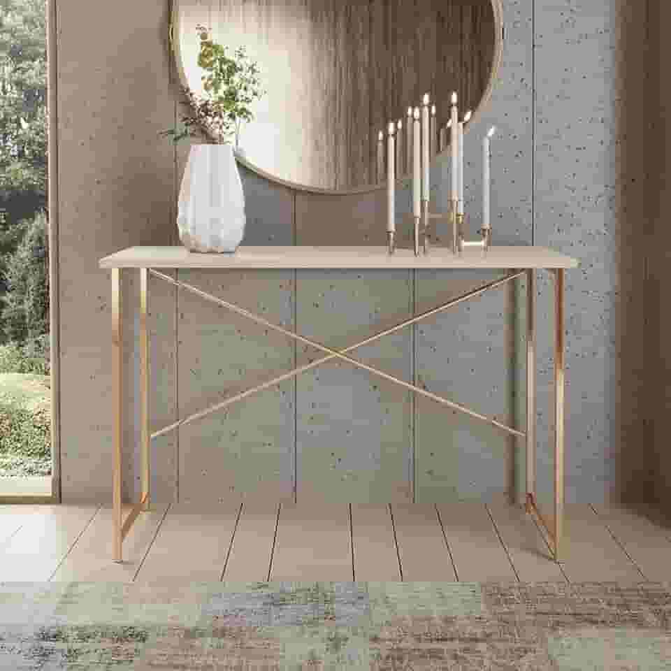 Aparador Steel 90 cm Estilo Industrial com Pés em Aço Cor: Cobre/Off White