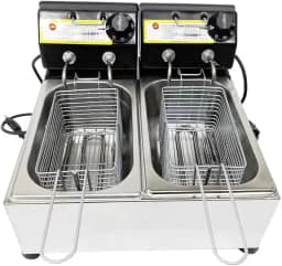 Fritadeira Elétrica 2 Cubas Industrial com Oleo 5 Litros, 1500W, Resistência em Aço Inox, Controle de Temperatura 50-300° (220V)