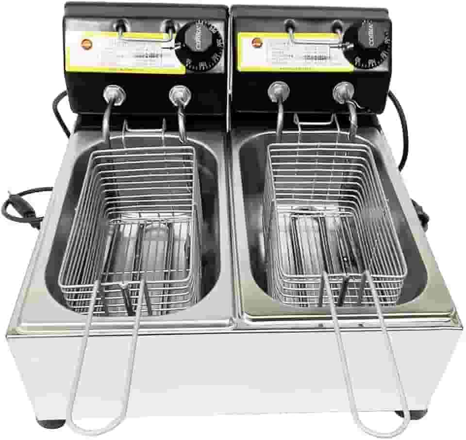 Fritadeira Elétrica 2 Cubas Industrial com Oleo 5 Litros, 1500W, Resistência em Aço Inox, Controle de Temperatura 50-300° (110V)