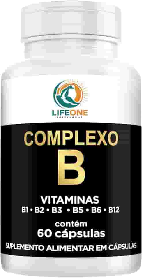 Complexo B Vitaminas B12, B6, B5, B3, B2, B1, Life One, 60 Cápsulas