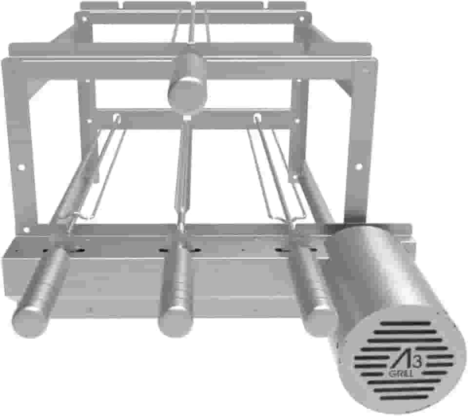Churrasqueira Giratória Tradicional para 3 Espetos Inox (Inox Motor Direito)