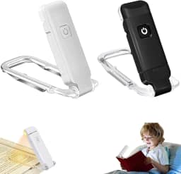 Luz de Leitura para Livro Clip, Mini Luminaria para Leitura de Livros,LED Recarregável USB, 3 Níveis de Brilho, Portátil Sem Cabos, Bateria Longa Duração, Ideal para Ler à Noite
