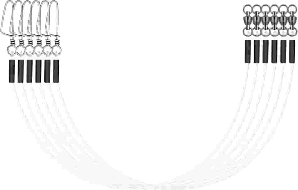 Eupheng Líder de pesca de fluorocarbono, 6/12 peças de líderes invisíveis de fluorocarbono com giro e encaixe, linha de líderes de fluorocarbono 100% para água salgada e doce, 9 kg-36 kg