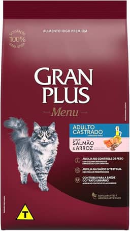 GRANPLUS GATOS CASTRADO SALMÃO E ARROZ 1X10,1kg