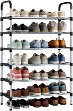 Sapateira Multiuso de Aço Inox – Compacta, Resistente e Ideal para Organizar Calçados no Dia a Dia (6 Andares)