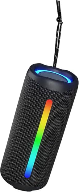 Caixa de Som Bluetooth 16W Portátil com Luz RGB, TWS Estéreo, IPX5 e Viva-Voz — até 10 h, Carregamento USB-C