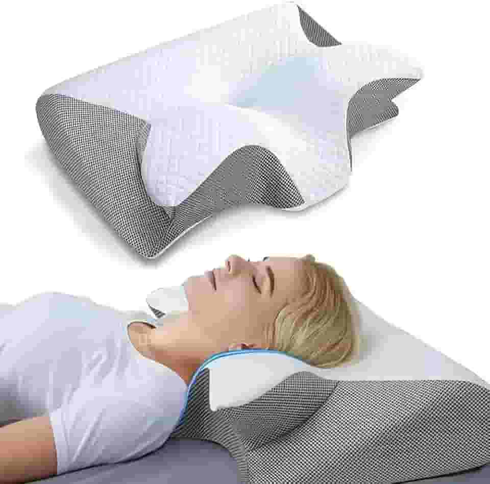 Travesseiro Ortopedico Cervical, Travesseiro Viscoelastico Ergonômico de Contorno 2 em 1, Travesseiros Coluna Relax para Quem Dorme de Lado ou de Bruços, Travesseiros Anti Ronco