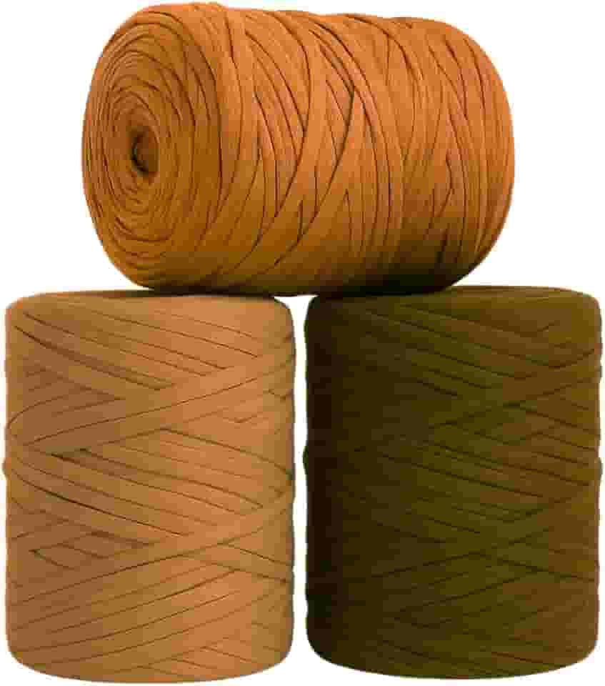 SYMEON Fio de Malha 1kg Ecologico Residual 140m Artesanato Crochê (Tons de marrom)