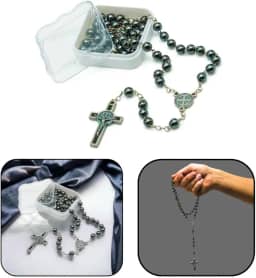 Terço Hematita 6mm Inox São Bento