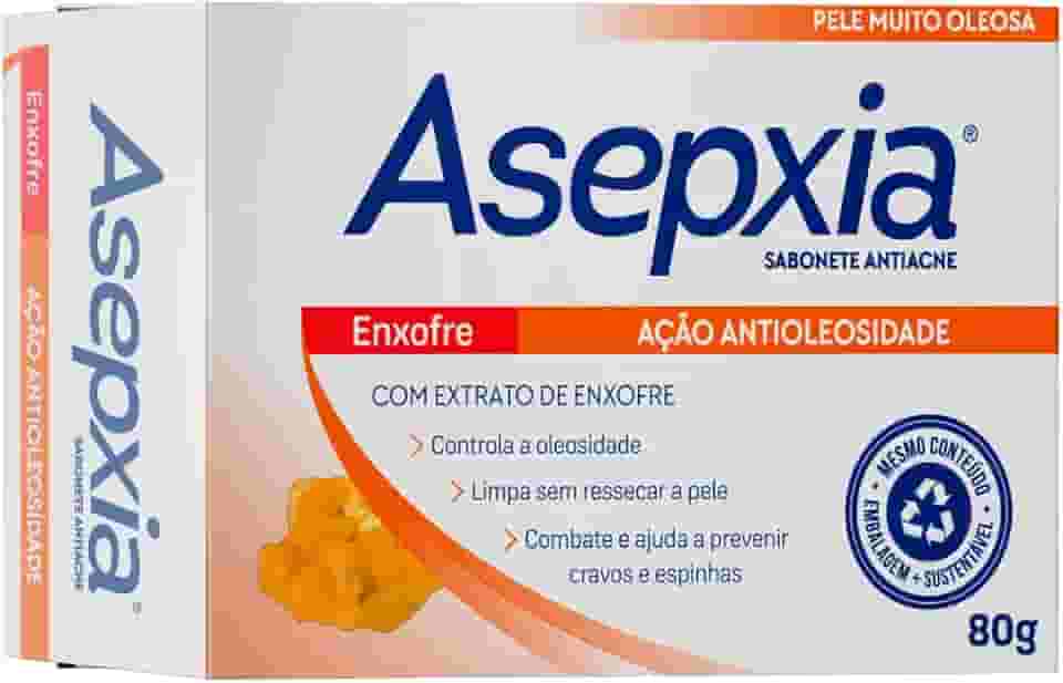 Asepxia Sabonete Em Barra Facial Enxofre Antiacne Para Pele Oleosa, Controla Oleosidade E Acne, Tratamento Facial Profundo Com Enxofre, 80 Ml, 1 Pack