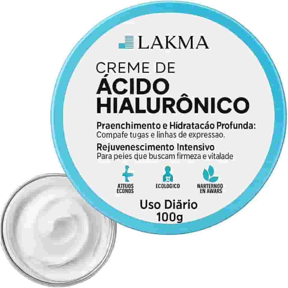 Creme Facial Hidratante com Ácido Hialurônico, 50g, Para Todos os Tipos de Pele