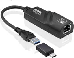 Adaptador de Rede USB 3.0/Tipo-C para RJ45 Gigabit - Velocidade de 10/100/1000 Mbps, Compatível com Windows e Mac