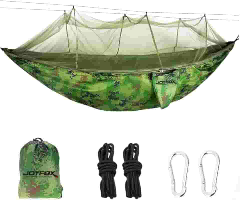 JOYFOX Rede De Dormir Camping Construção Rápida, Portátil Dobrável Rede de Árvore Acampamento (Camuflagem C/Mosquiteiro)