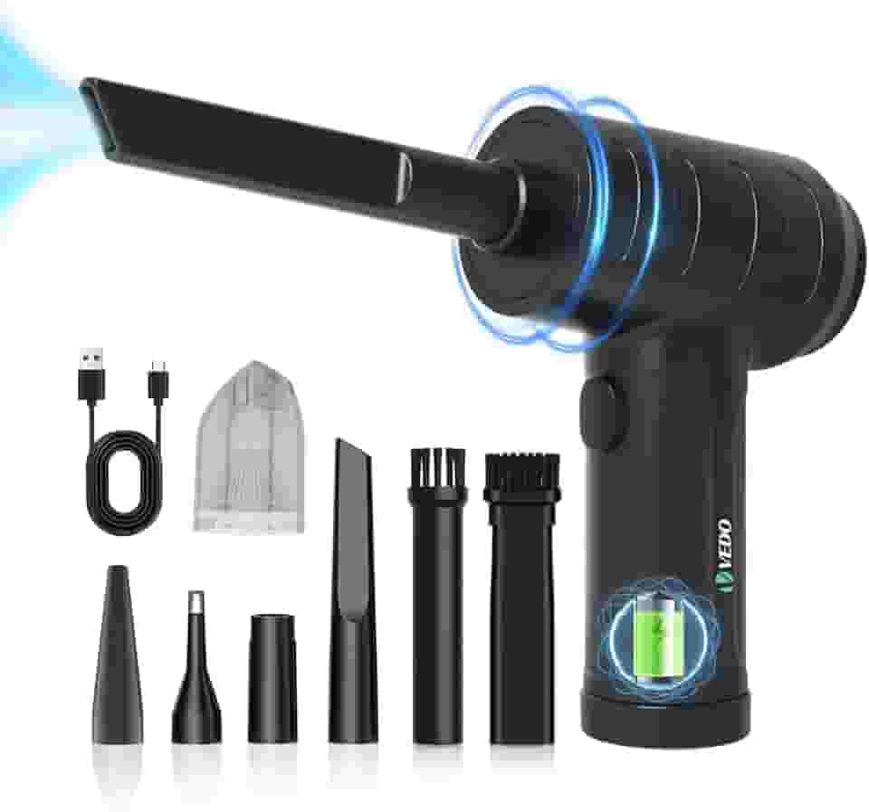 Soprador de ar e aspirador de pó portáteis 2 em 1 Espanador de ar comprimido 6000mAh Espanador sem fio para limpeza de teclado de computador 55000rpm