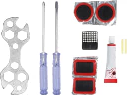 Kit de Reparo para Bicicleta, 11 Peças - Remendo de Pneu, Chaves Múltipla, Fenda e Philips e Cola para Remendo
