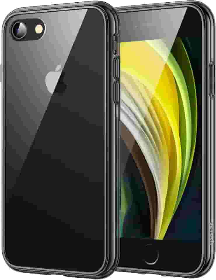 JETech Capa para iPhone SE 3/2 (Edição 2022/2020), iPhone 8 e iPhone 7, 4,7 Polegadas, Case de Pára-Choque à Prova de Choque, Capinha Parte Traseira Transparente Anti-Riscos (Preto)